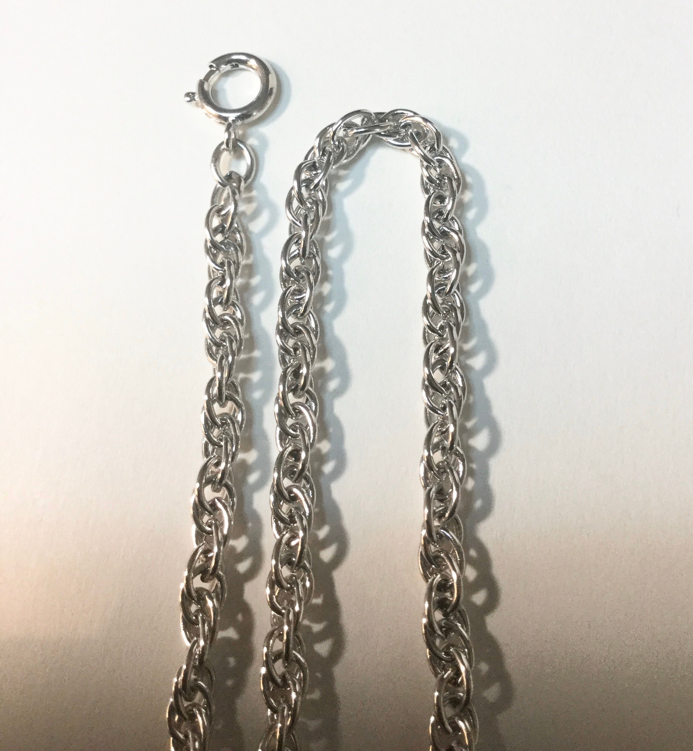 1960s White Gold Filled Pocket Watch Chain 13 inches 3mm New Old Stock