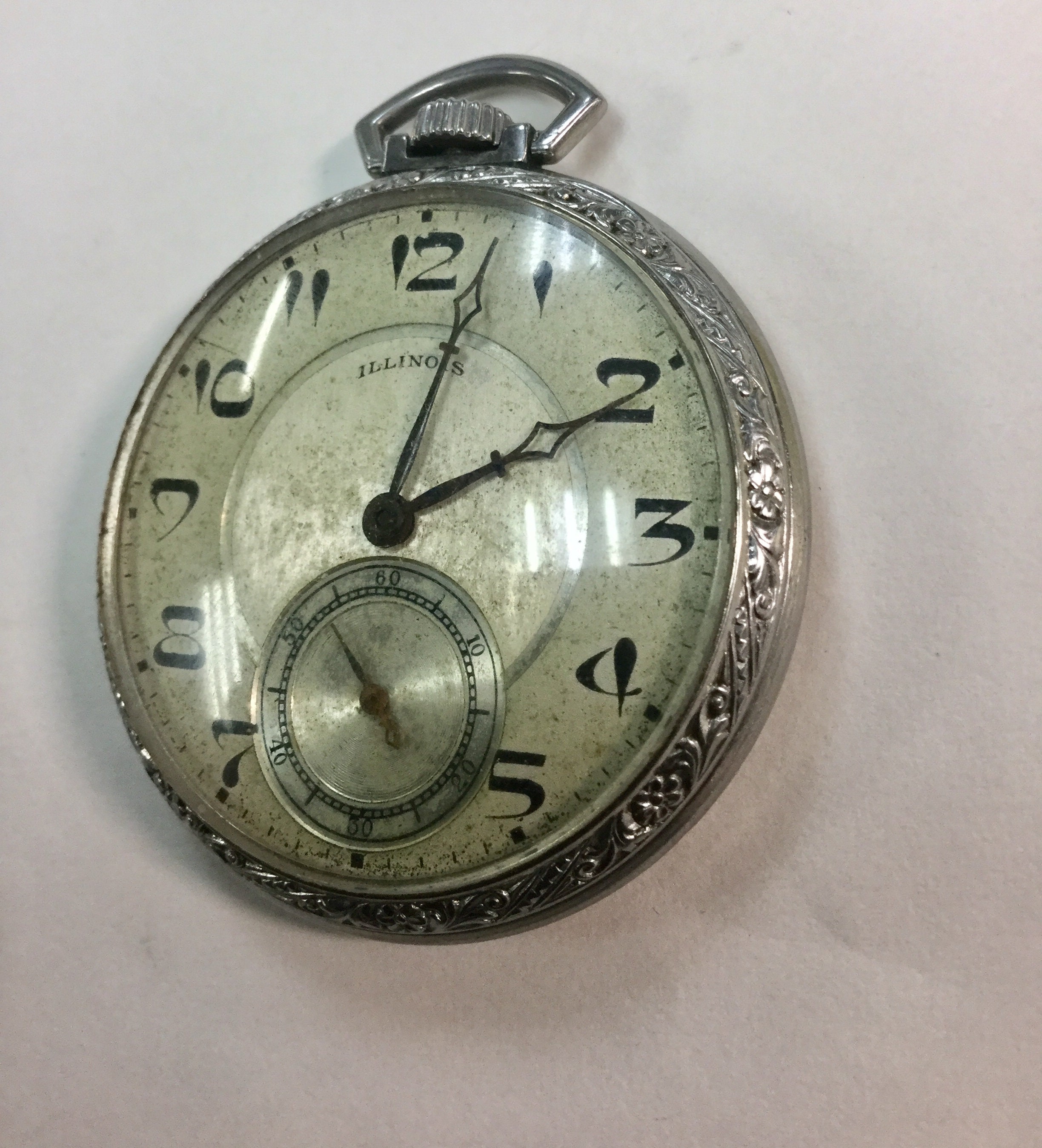 1926 Illinois Pocket Watch 17J 12S 44mm Running
