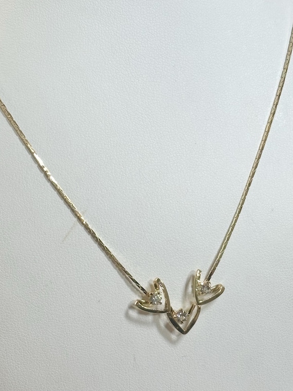 Vintage 1960s New Old Stock Yellow Gold Plate Abstract Heart Necklace 18”
