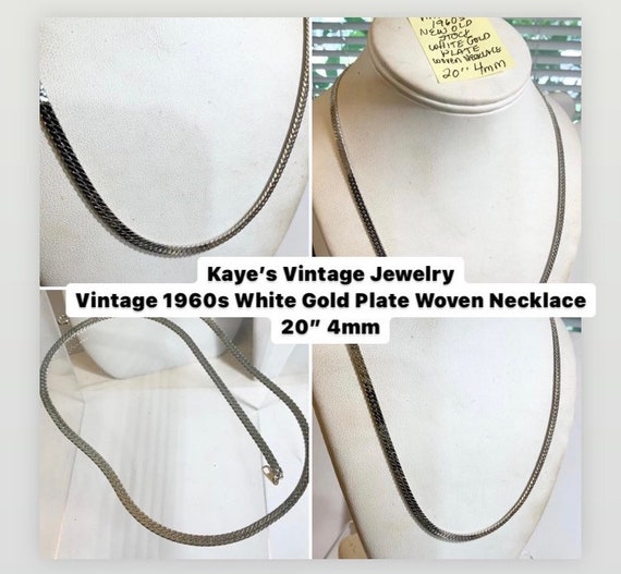 Vintage 1960s New Old Stock White Gold Plate Woven Necklace 20” 4mm