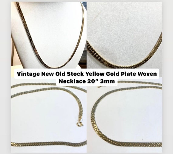 Vintage 1960s Yellow Gold Plate New Old Stock Woven Necklace 20” 3mm