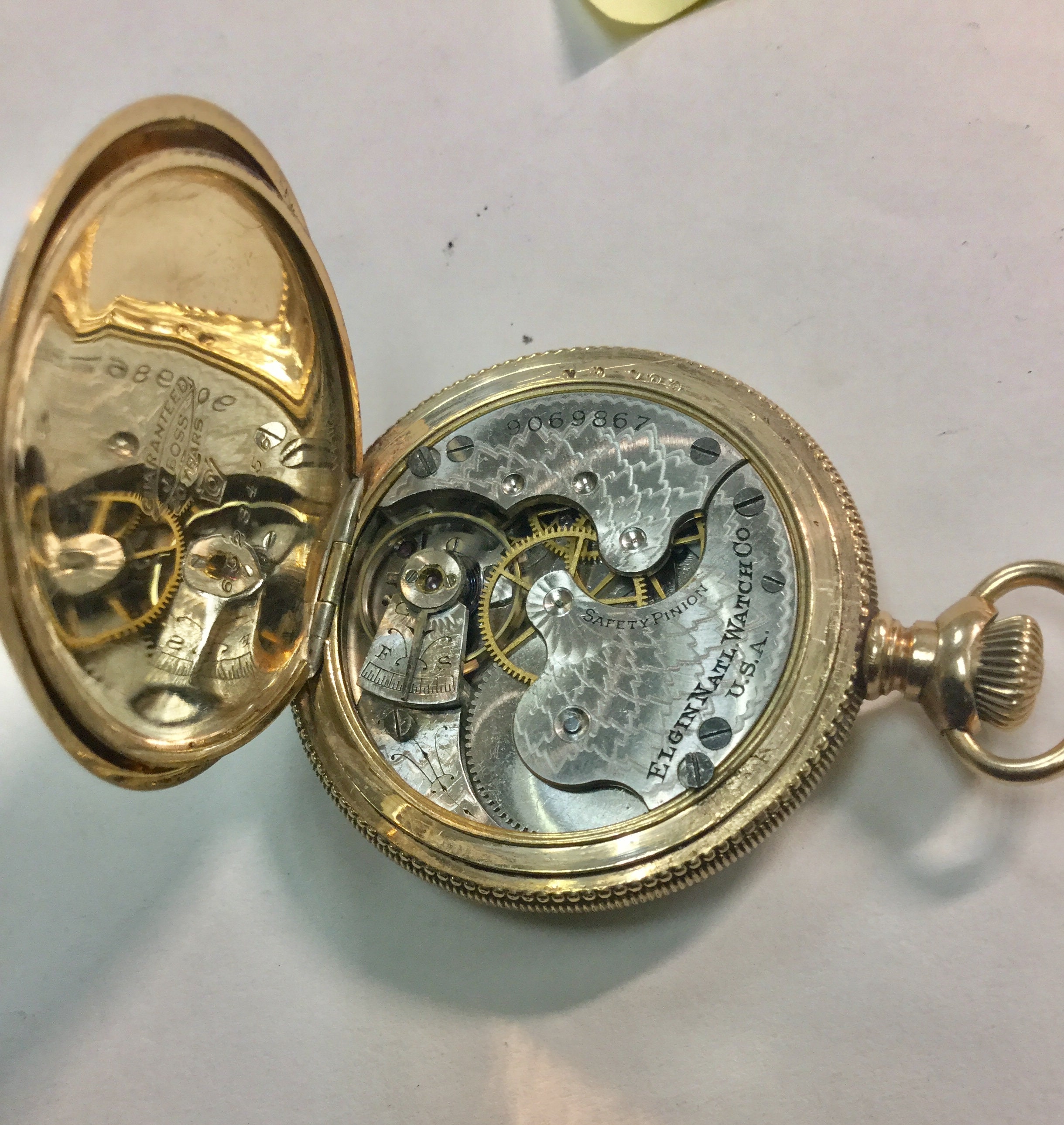 1900 Elgin Pocket Watch Gold Filled Hunting Case 3/0S 36mm Running