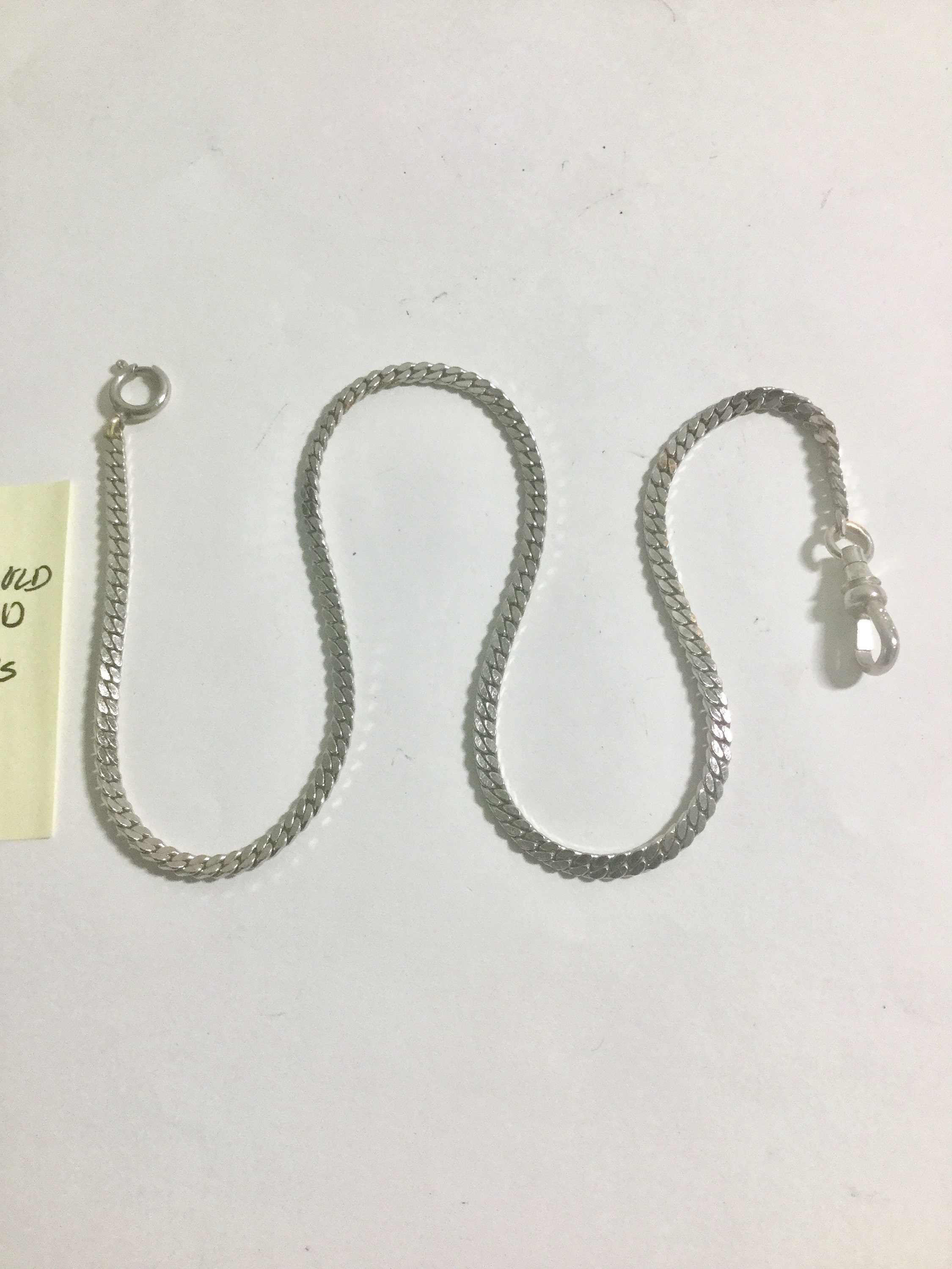 1950s White Gold Filled Pocket Watch Chain 15 inches 3mm