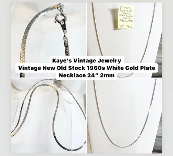 Vintage 1960s New Old Stock White Gold Plate Woven Necklace 24” 2mm