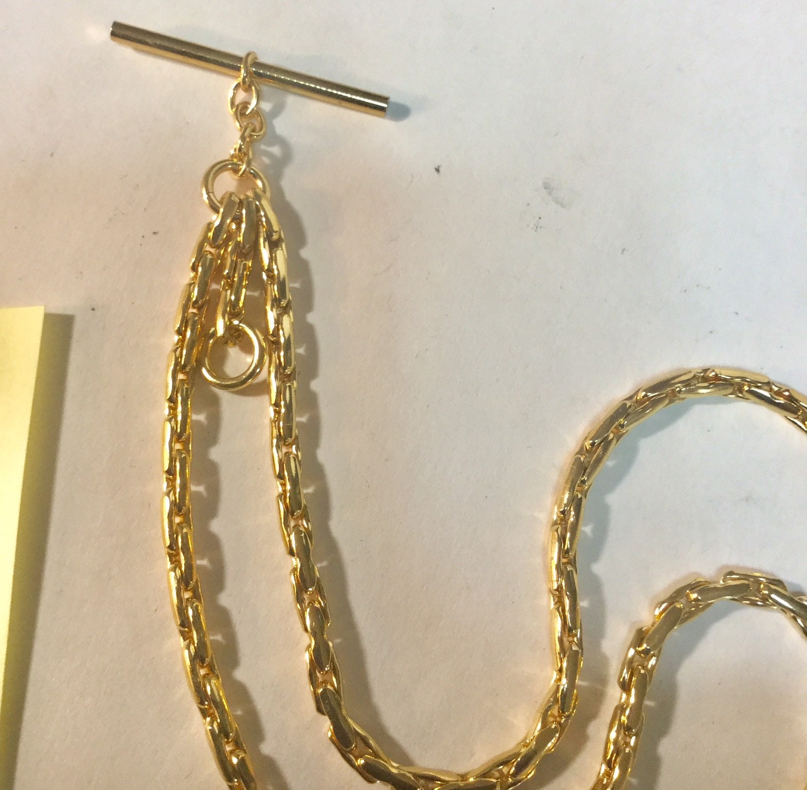 Vintage 1930s Pocket Watch Chain Gold Filled 9 Inches T Bar 2 Chains 3