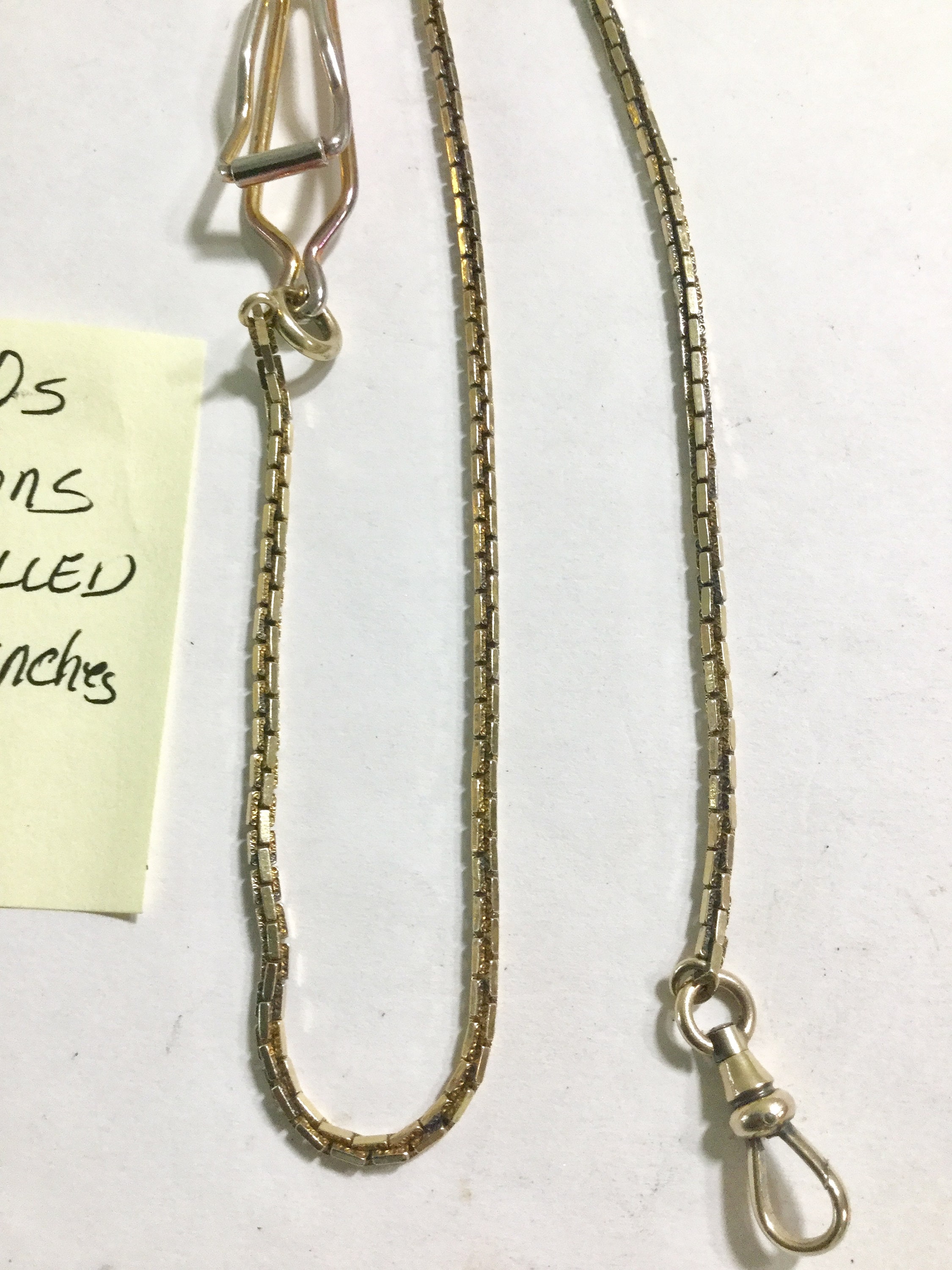1940s Simmons Gold Filled Pocket Watch Chain 14 1/4 inches 2mm
