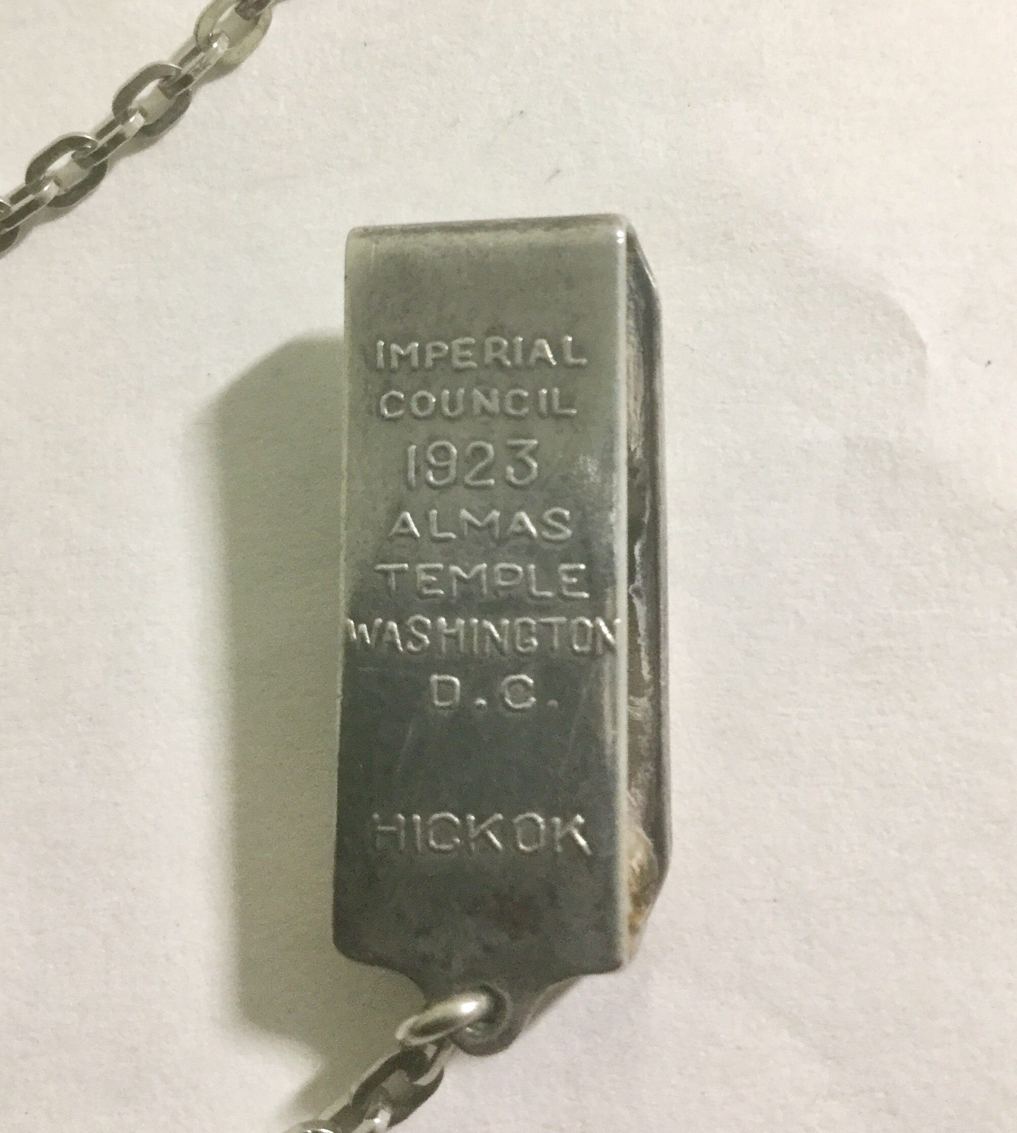 1923 Hickok Pocket Watch Chain Belt Slide Through Nickel Silver