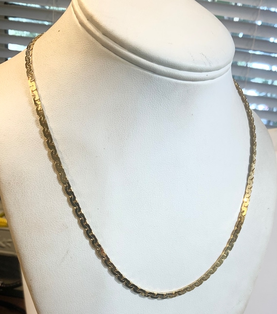 Vintage 1960s New Old Stock Yellow Gold Plate Woven Necklace Chain 18” 3mm