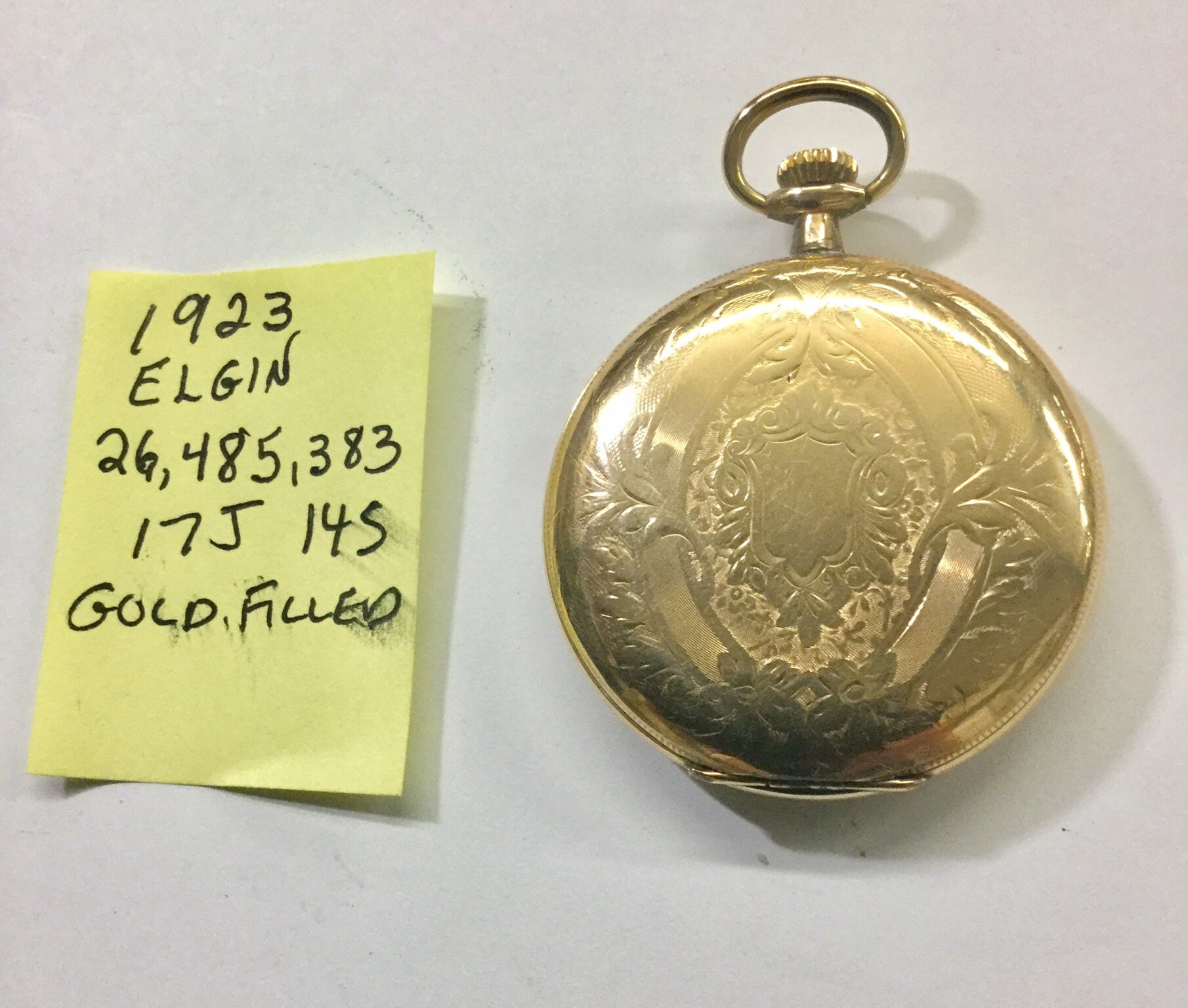 1923 Elgin Pocket Watch Gold Filled Hunting Case 17J 14S Running