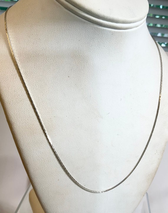 Vintage 1960s New Old Stock White Gold Plate Pendant Chain Necklace 24” 1mm