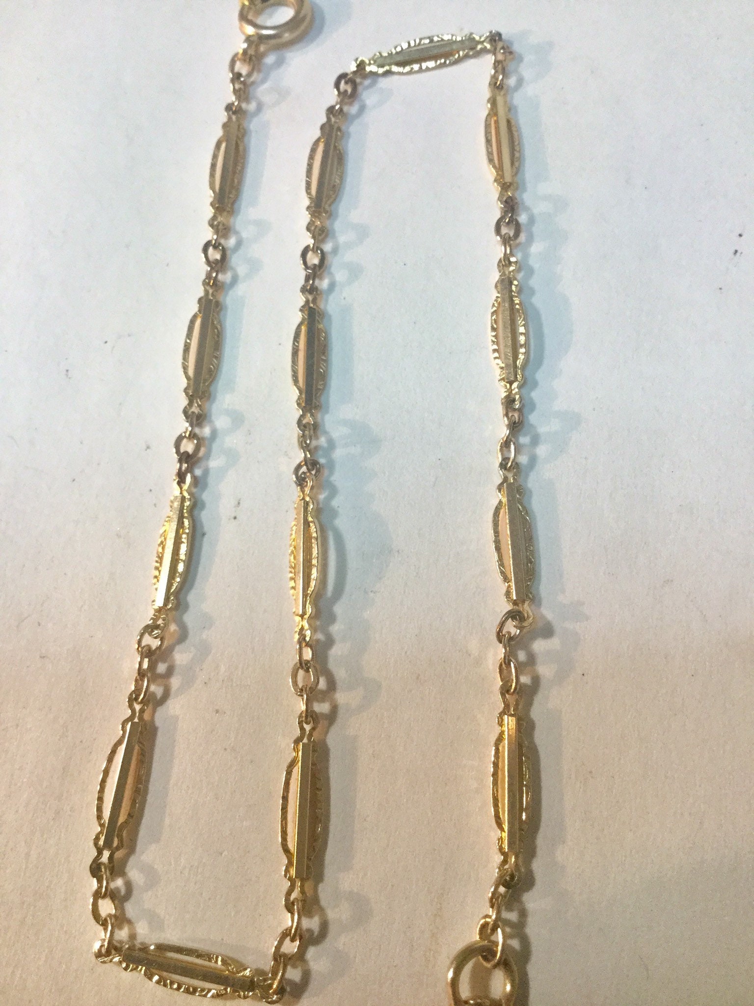 1920s Pocket Watch Chain Signed Hamilton Gold Filled 13 1/2 Inches 3mm