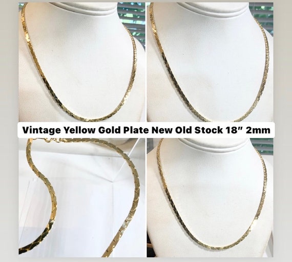 Vintage 1960s New Old Stock Yellow Gold Plate 18” 2mm Necklace