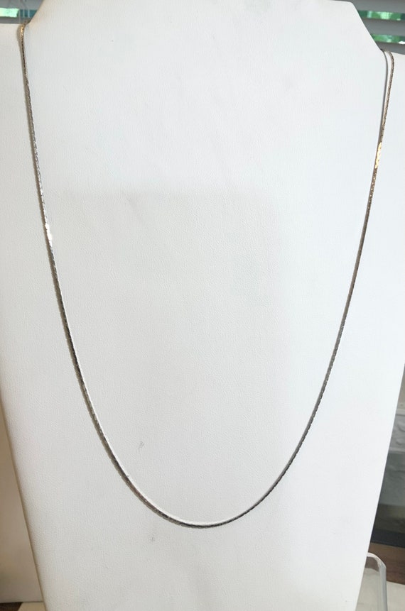 Vintage 1960s New Old Stock White Gold Plate Long Pendant Chain Necklace 30” 1mm
