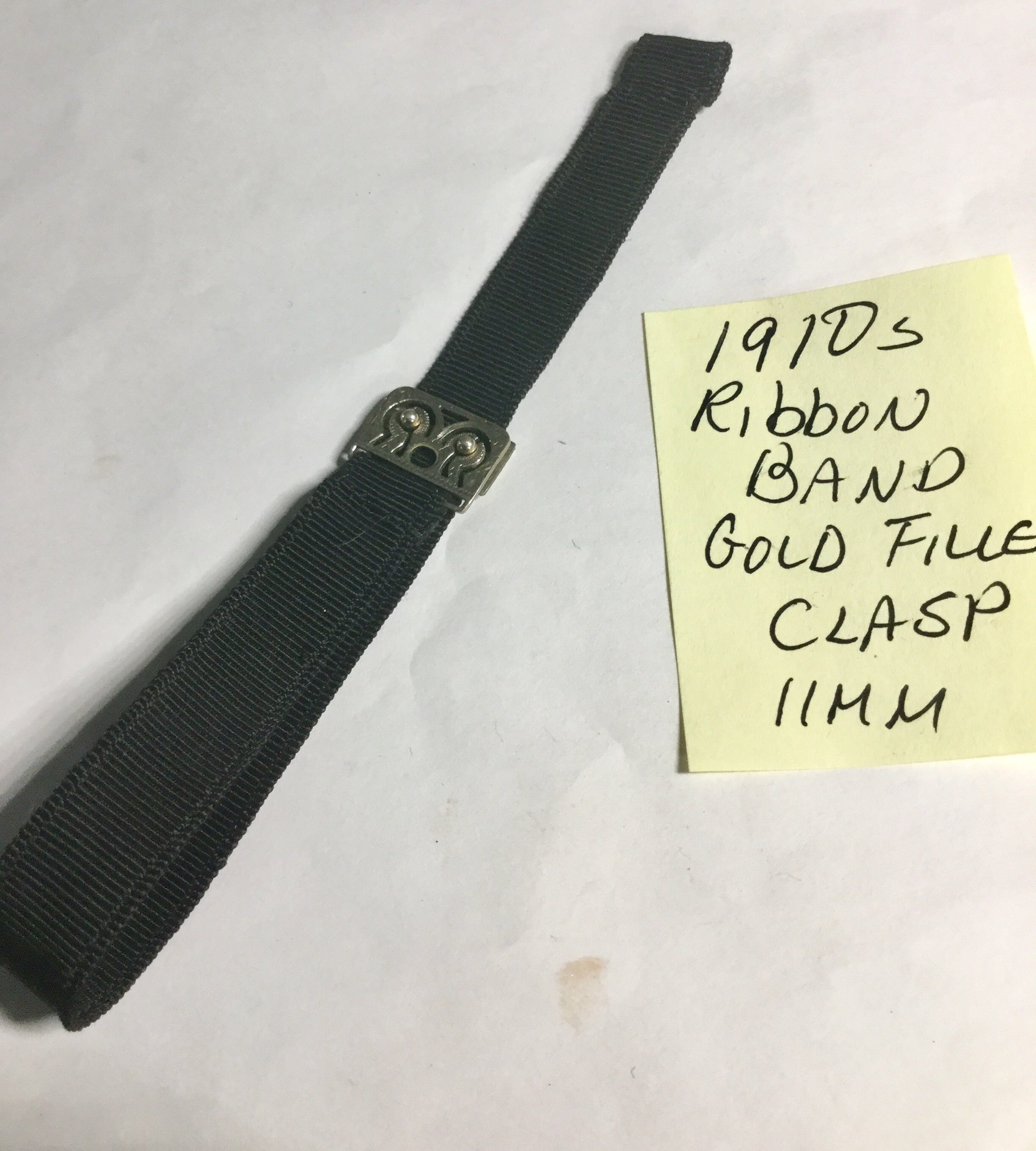 1910s Ribbon Watch Band with Gold Filled Clasp 11mm