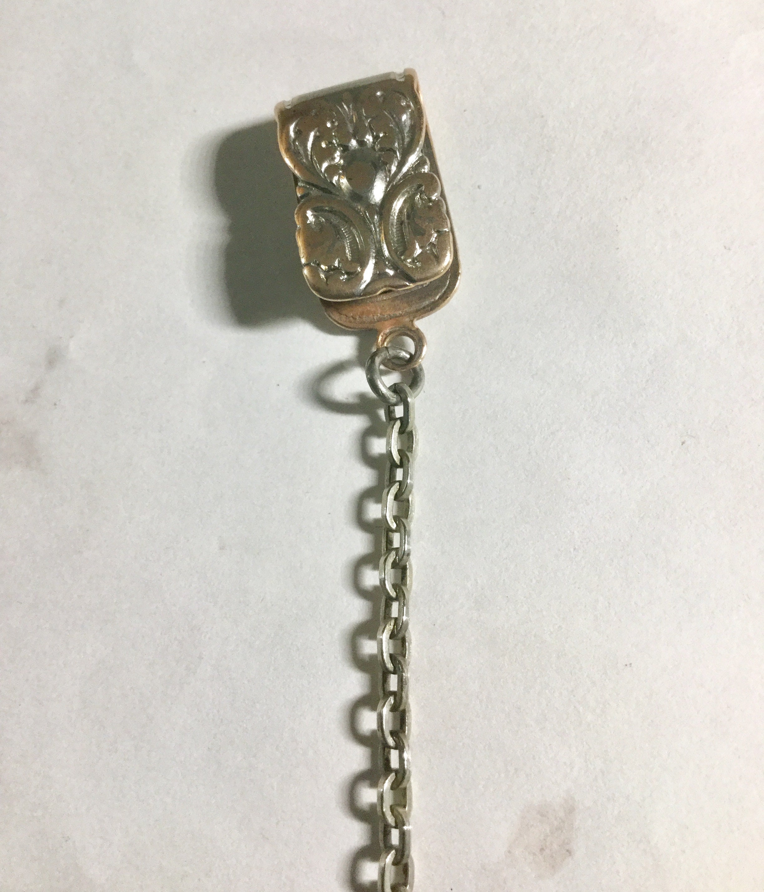 1930s Pocket Watch Chain Nickel Snap on Clip 6 1/2 inches 2mm