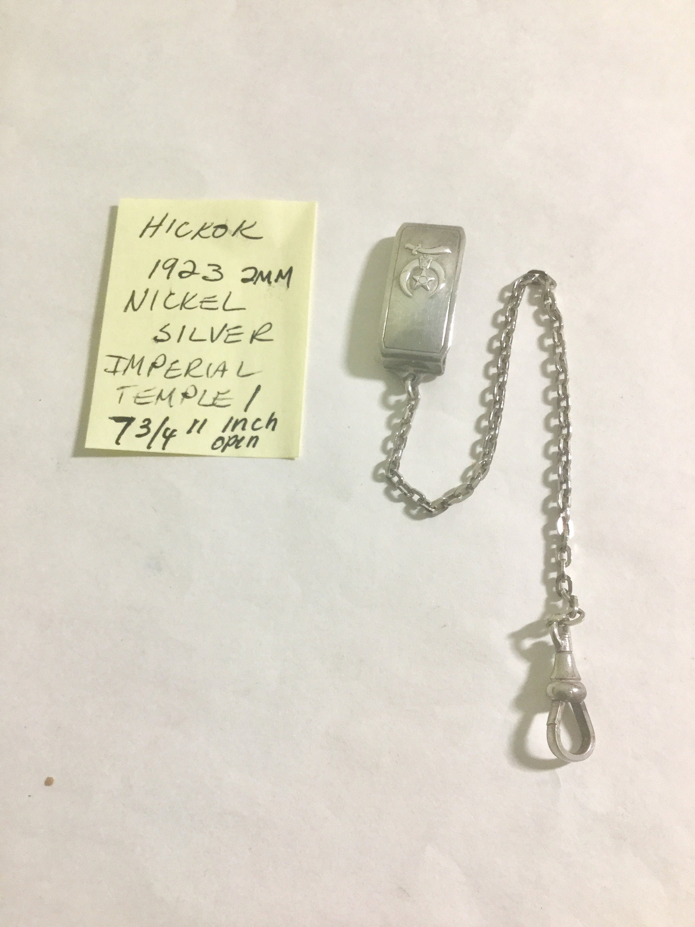 1923 Hickok Pocket Watch Chain Belt Slide Through Nickel Silver