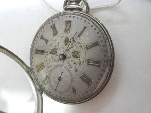 Antique Silver Case English Cylinder Escapement 4 Jewel Pocket Watch