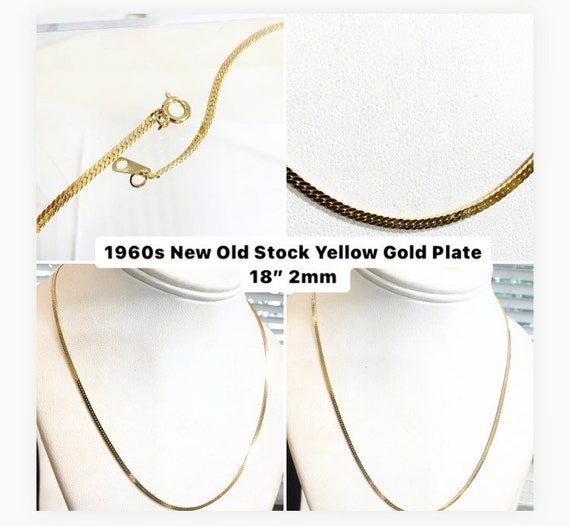 Vintage 1960s New Old Stock Yellow Gold Plate Necklace 18” 2mm