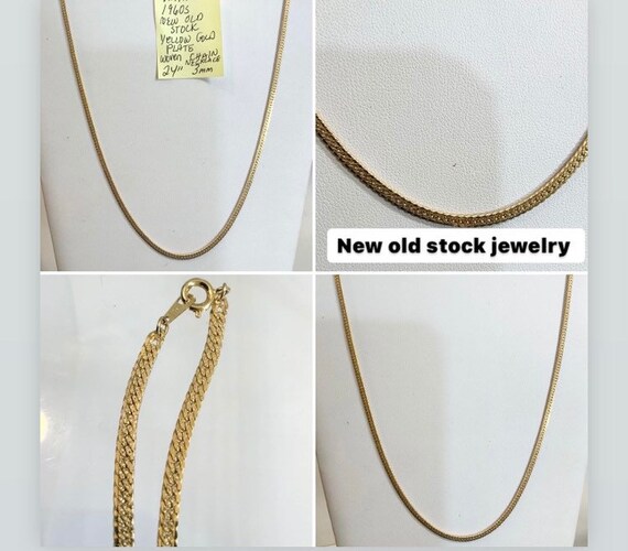 Vintage 1960s New Old Stock Yellow Gold Plate Woven Chain Necklace 24” 3mm