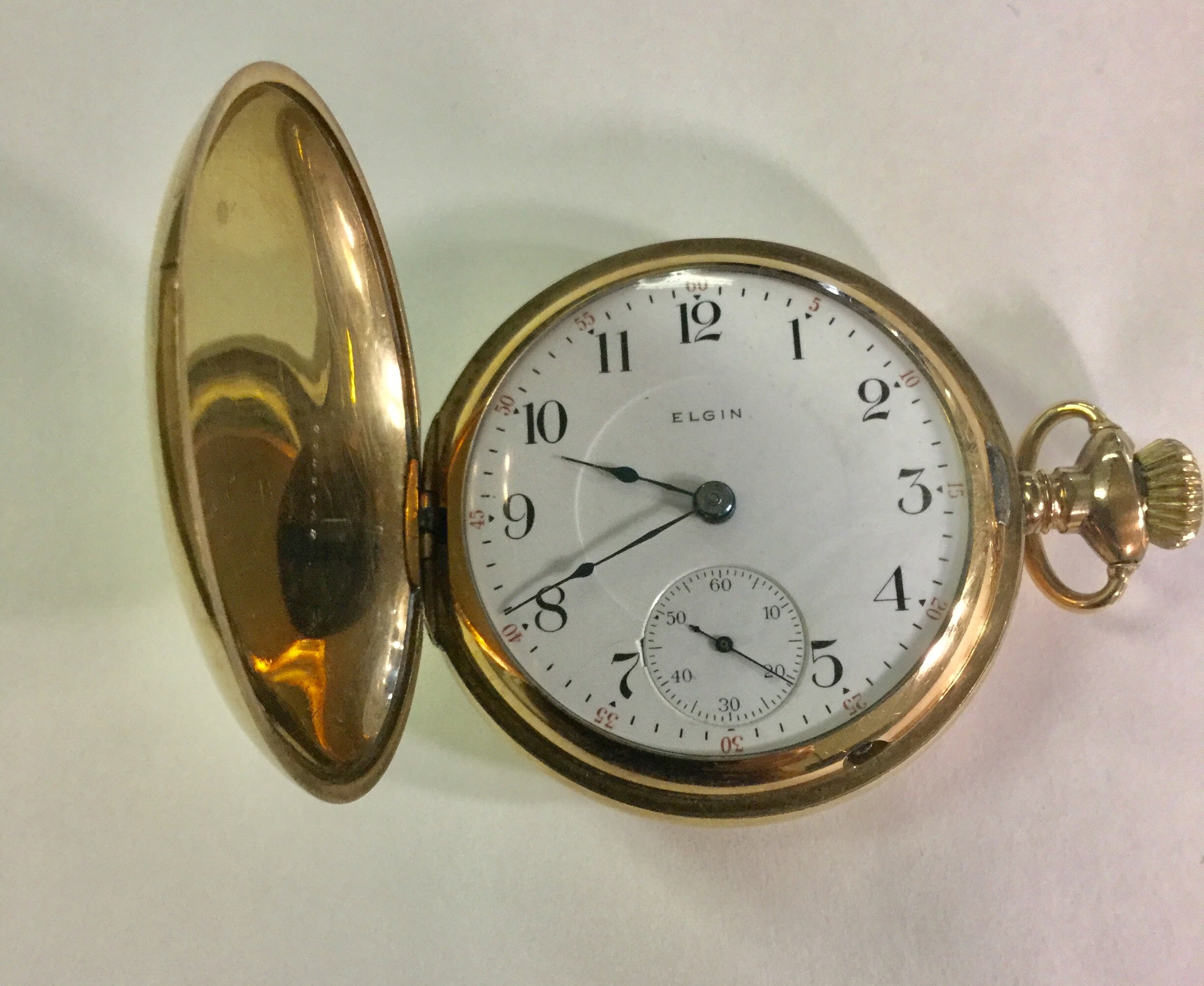 1910 Elgin Pocket Watch Hunting Case 17J 18S 54mm Running Lever Set