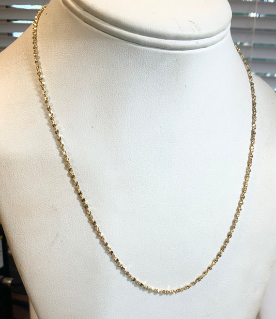 Vintage 1960s New Old Stock Yellow Gold Plate Diamond Cut Pendant Chain 18” 1mm