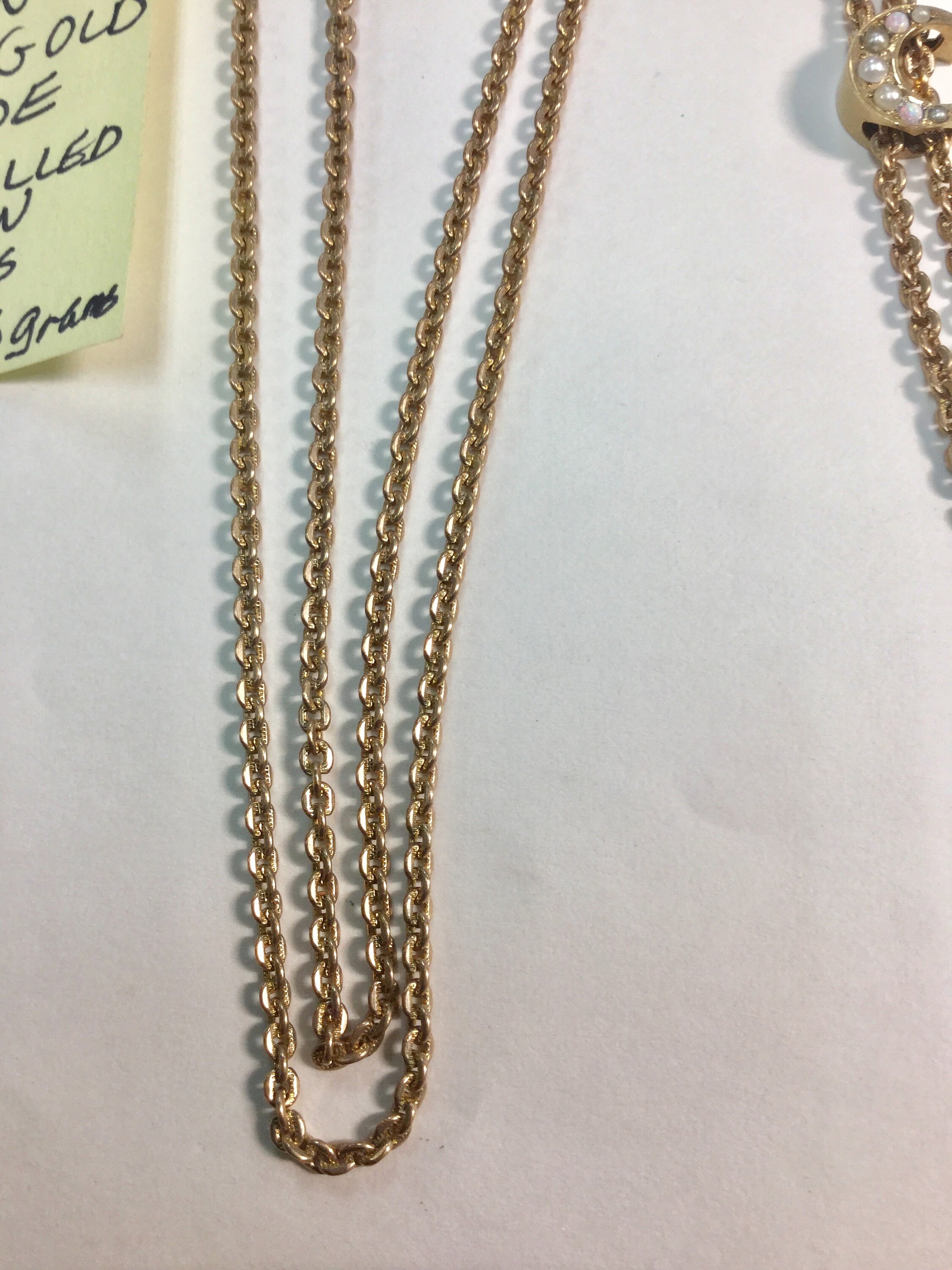 Victorian Gold Filled Slide Chain Lavalier with Solid Gold Slide 52 ...