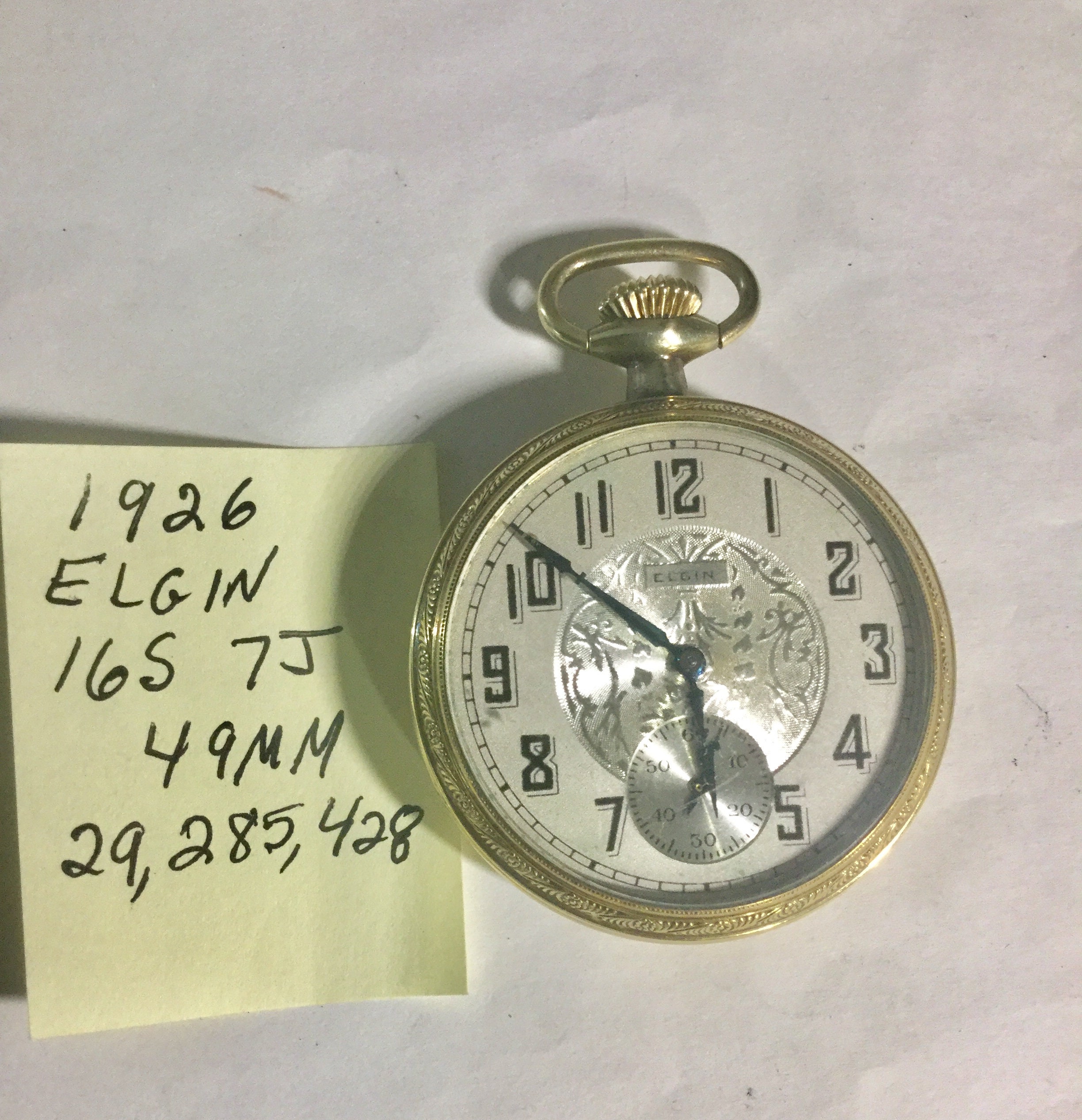 1929 Elgin Pocket Watch 7J 16S 49mm Gold Filled Case Etsy