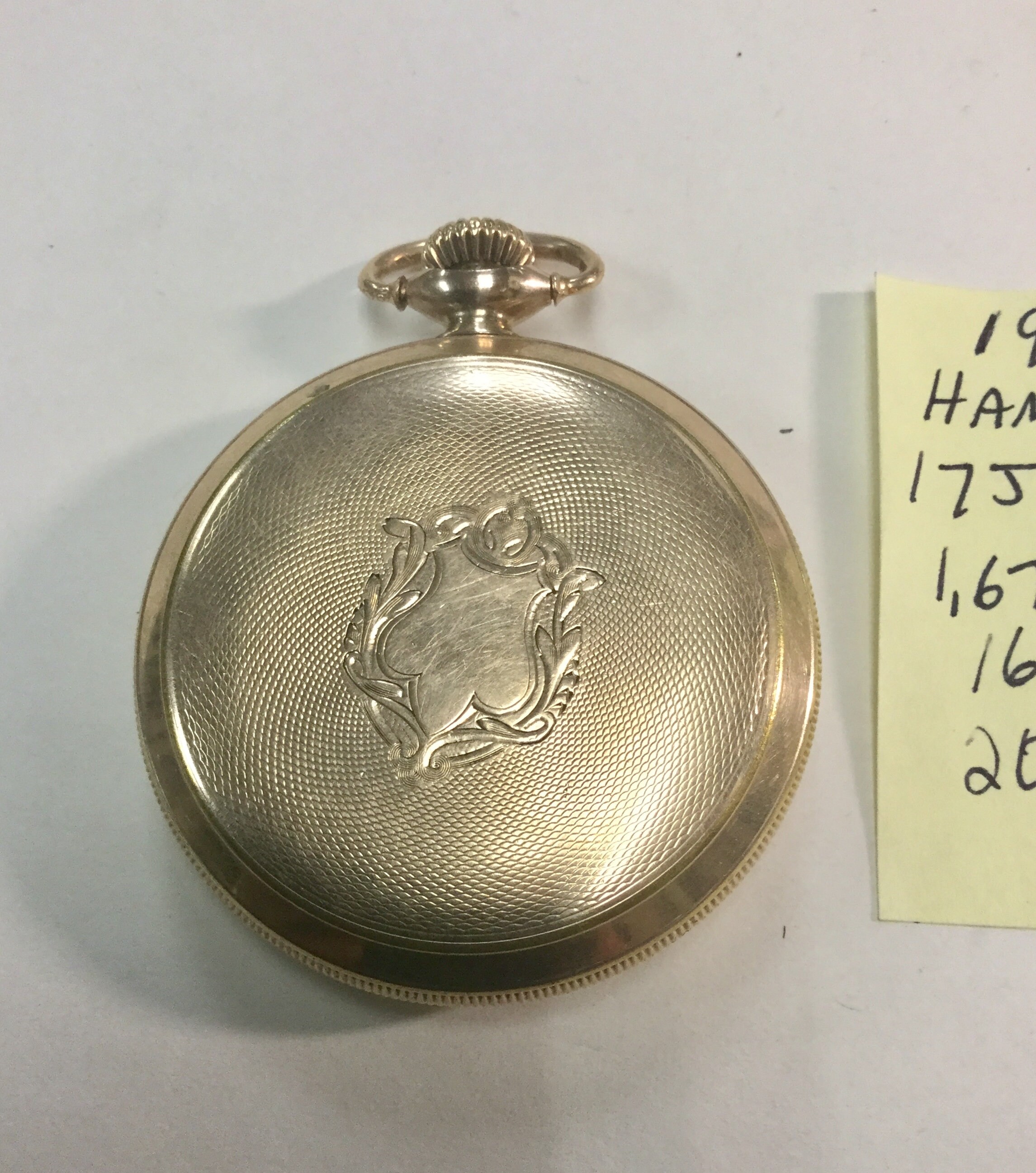 1919 Hamilton 17J Pocket Watch Cal 974 16S 49mm Running