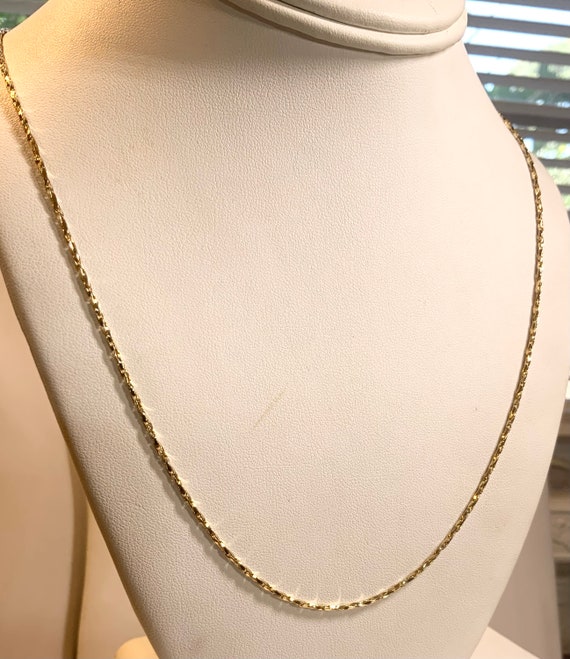 Vintage 1960s New Old Stock Yellow Gold Plate Faceted Long Pendant Necklace 30” 1mm
