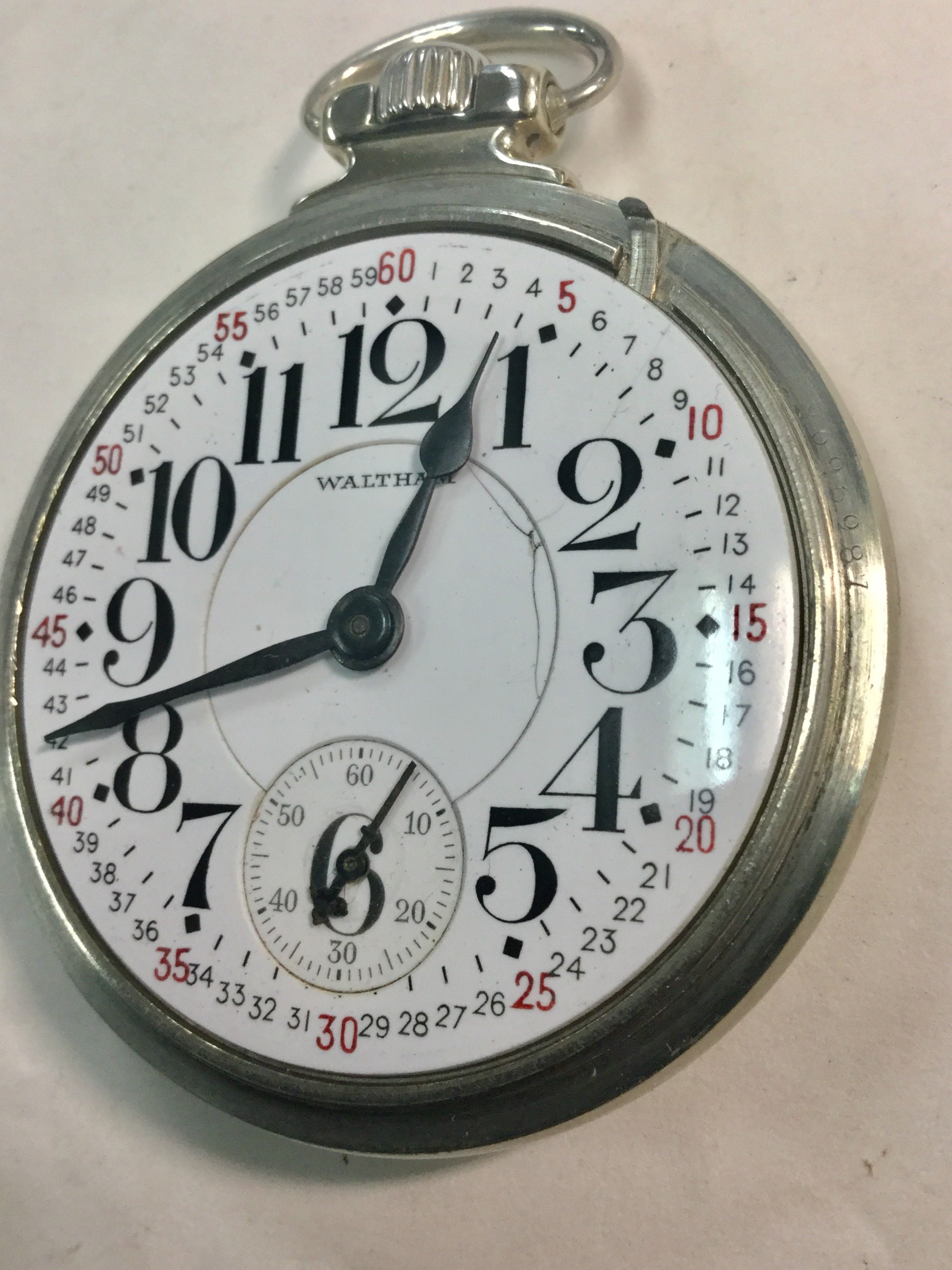 1928 Waltham 21 Jewel Railroad Pocket Watch Crescent Street Model 1908