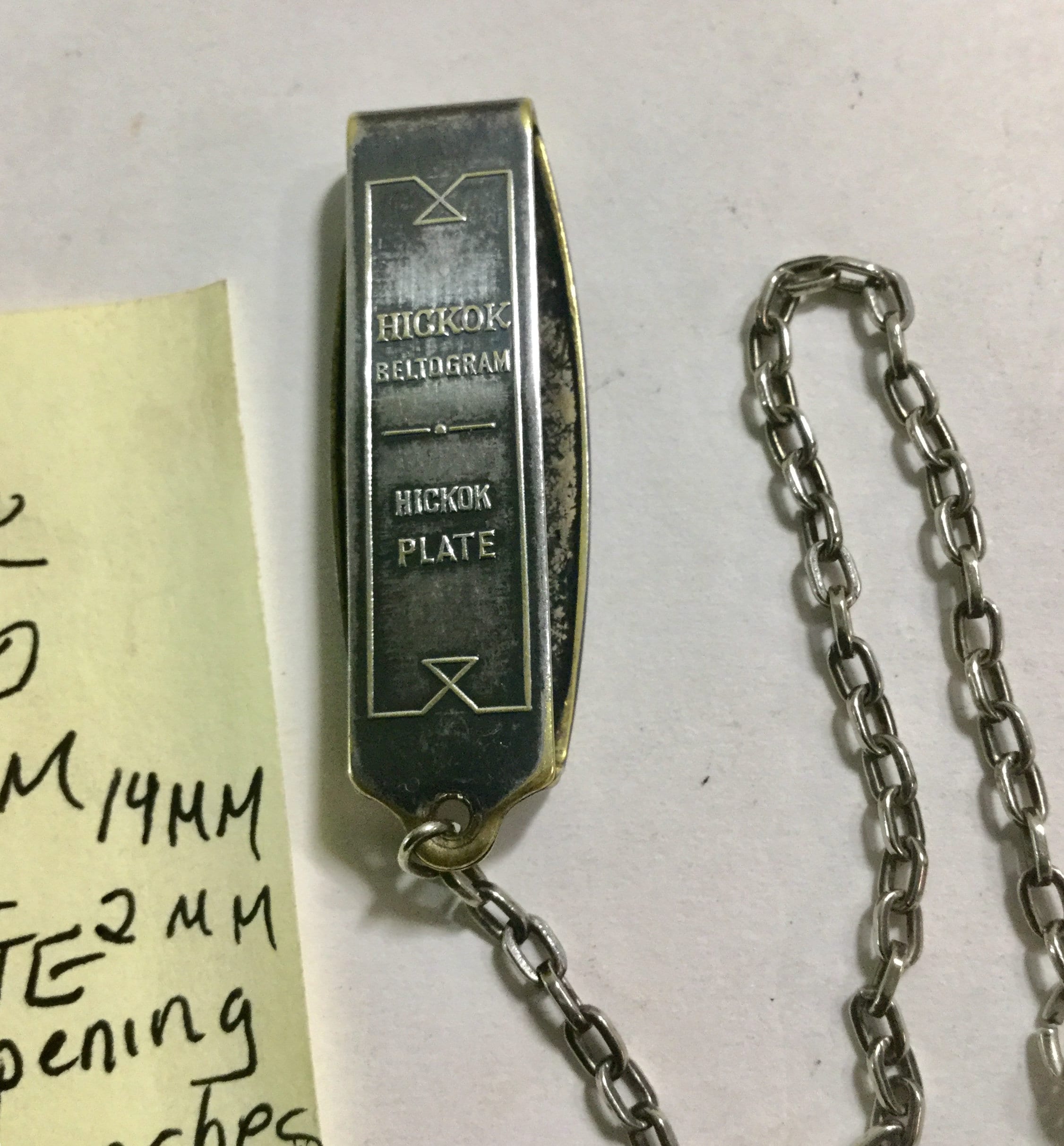 1920s Hickok Belt O Gram Silver Plate Pocket Watch Chain 7 3/4 Inches