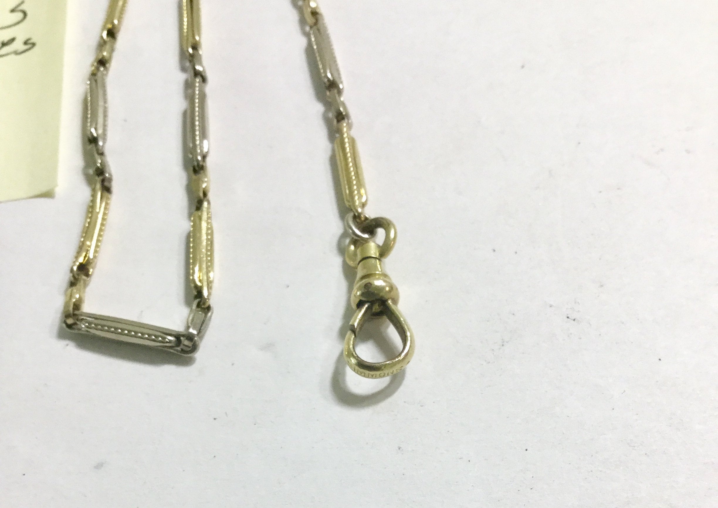 1930s Simmons Gold Filled Pocket Watch Chain 14 inches 3mm
