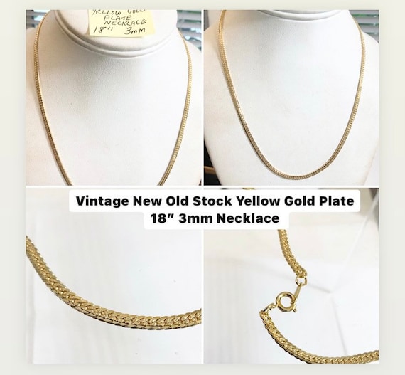 Vintage 1960s New Old Stock Yellow Gold Plate Necklace 18” 3mm