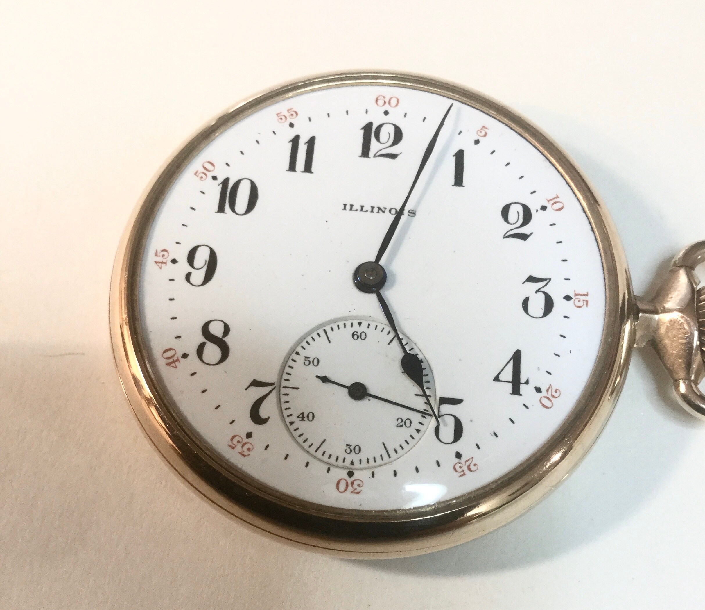 1918 Illinois Pocket Watch 17J Stewart 43mm Gold Filled Case Running