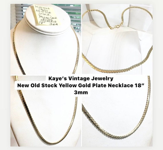 Vintage 1960s New Old Stock Yellow Gold Plate Chain Necklace 18” 3mm