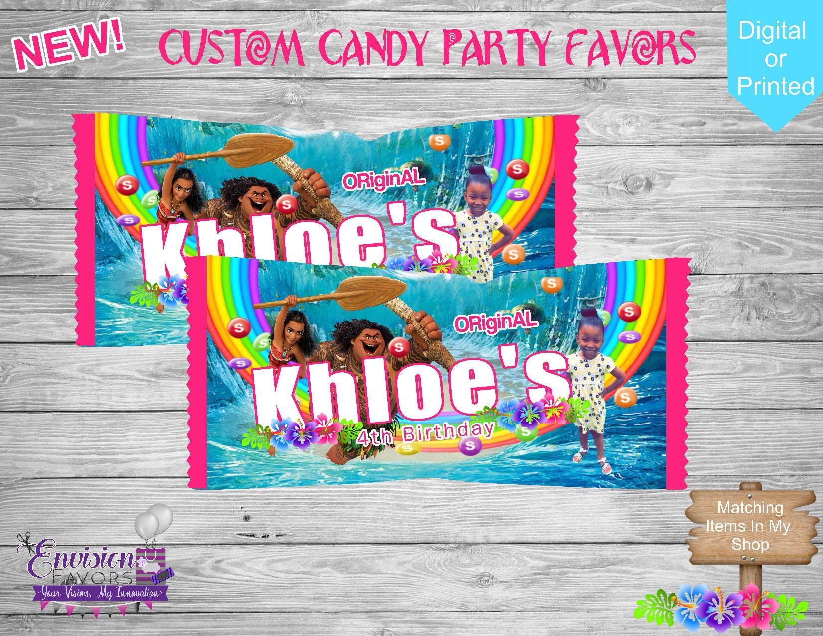 Moana Custom Skittles Wrapper Labels party | Etsy