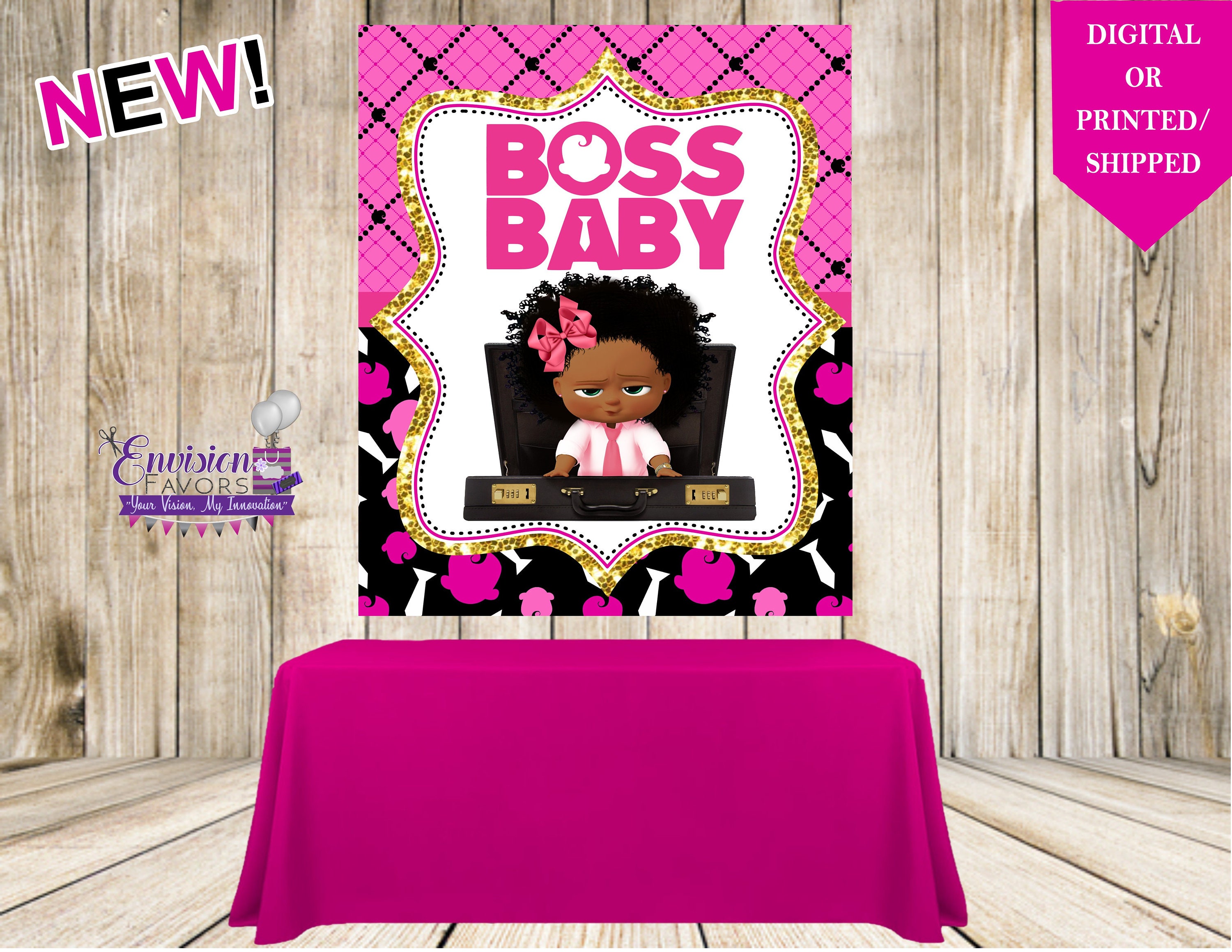 Baby Boss Girl Pink & Gold BackdropAfrican American Boss Baby Etsy