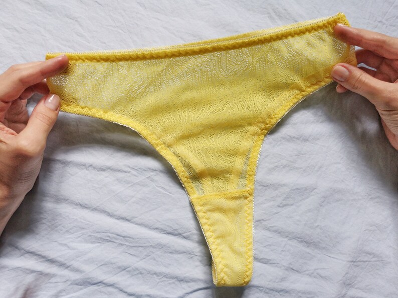 Yellow panty High waist thong String underwear Etsy