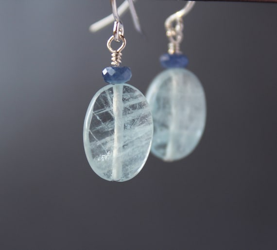 Aquamarine Earrings With Sapphire Aquamarine Earrings - Etsy