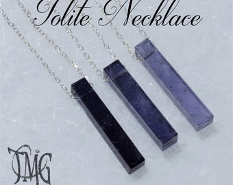 Iolite Necklace,Water Sapphire Necklace, Iolite Point Pendant, Raw Crystal Genuine Gemstone Necklace, Gift for Her, September Birthstone