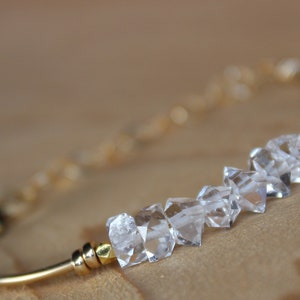 Herkimer Diamond Bracelet, April Birthstone, Dainty Genuine Gemstone ...
