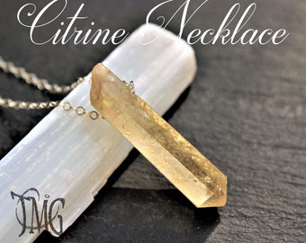 Citrine Necklace, Citrine Pendant, Citrine Point Necklace, Citrine Crystal Necklace, Genuine Gemstone Healing Necklace, November Birthstone