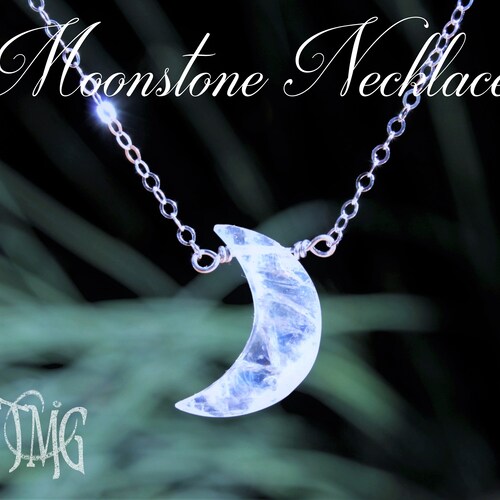 Moonstone Necklace Moonstone Crescent 