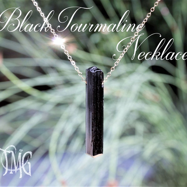 Empath Protection Necklace, Raw Black Tourmaline Necklace, Point Genuine Gemstone Healing Crystal Necklace, October Birthstone, gift for him