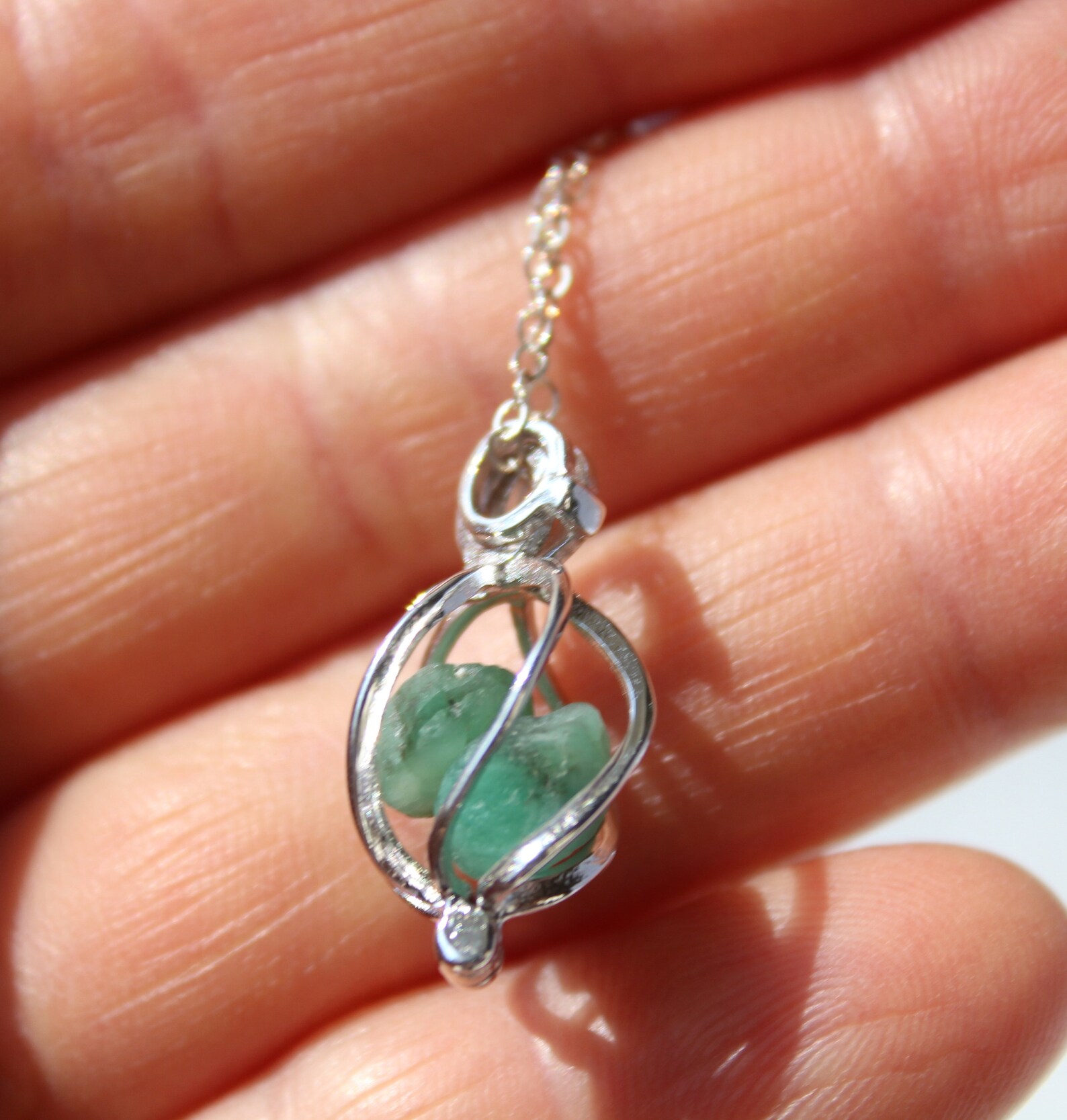 Raw Gemstone Necklace Personalized Raw Emerald Necklace May Etsy