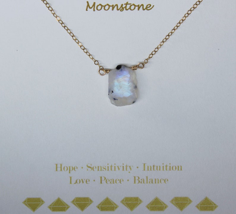 Raw Moonstone Necklace June Birthstone Genuine Gemstone Etsy