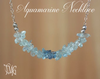 Aquamarine Necklace, Aquamarine Rough Necklace, Raw Aquamarine Necklace, Aquamarine Bar Necklace, Dainty Gemstone Necklace,