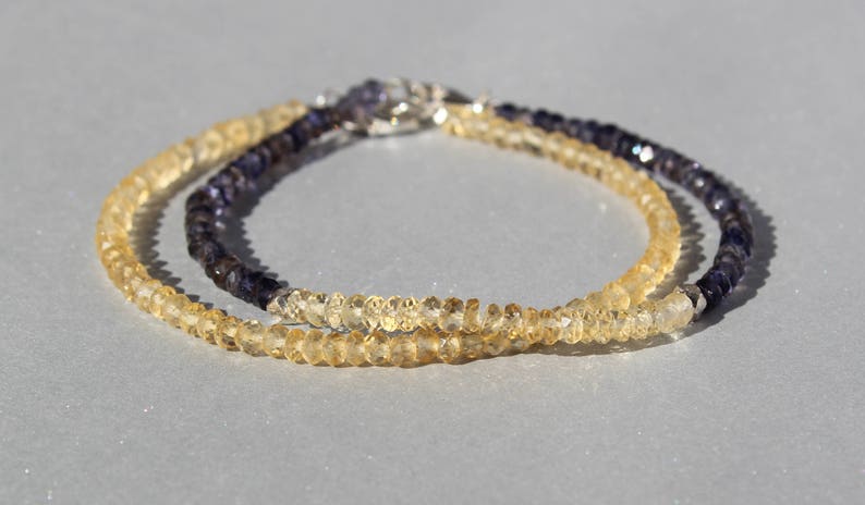 Citrine Bracelet, Herkimer Diamond Bracelet, Dainty Beaded Bracelet, November birthstone, Skinny Bracelet, Anklet, Genuine Gemstone Crystal image 9