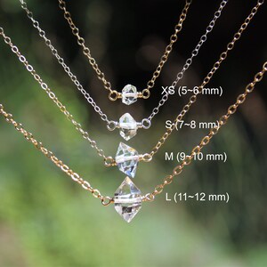 Herkimer Diamond Necklace, April Birthstone, Dainty Genuine Gemstone Crystal Quartz Necklace, Sterling Silver, Gold Filled, Bridal Necklace image 2