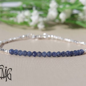 Sapphire Bracelet with Karen Hill Silver, September Birthstone, Dainty Genuine Gemstone Crystal Bracelet, Karen Hill, Sterling Silver
